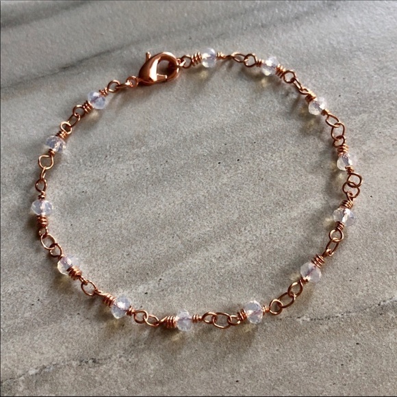 Estrella & Luna Jewelry - Moonstone Rose Gold Rosary Bracelet